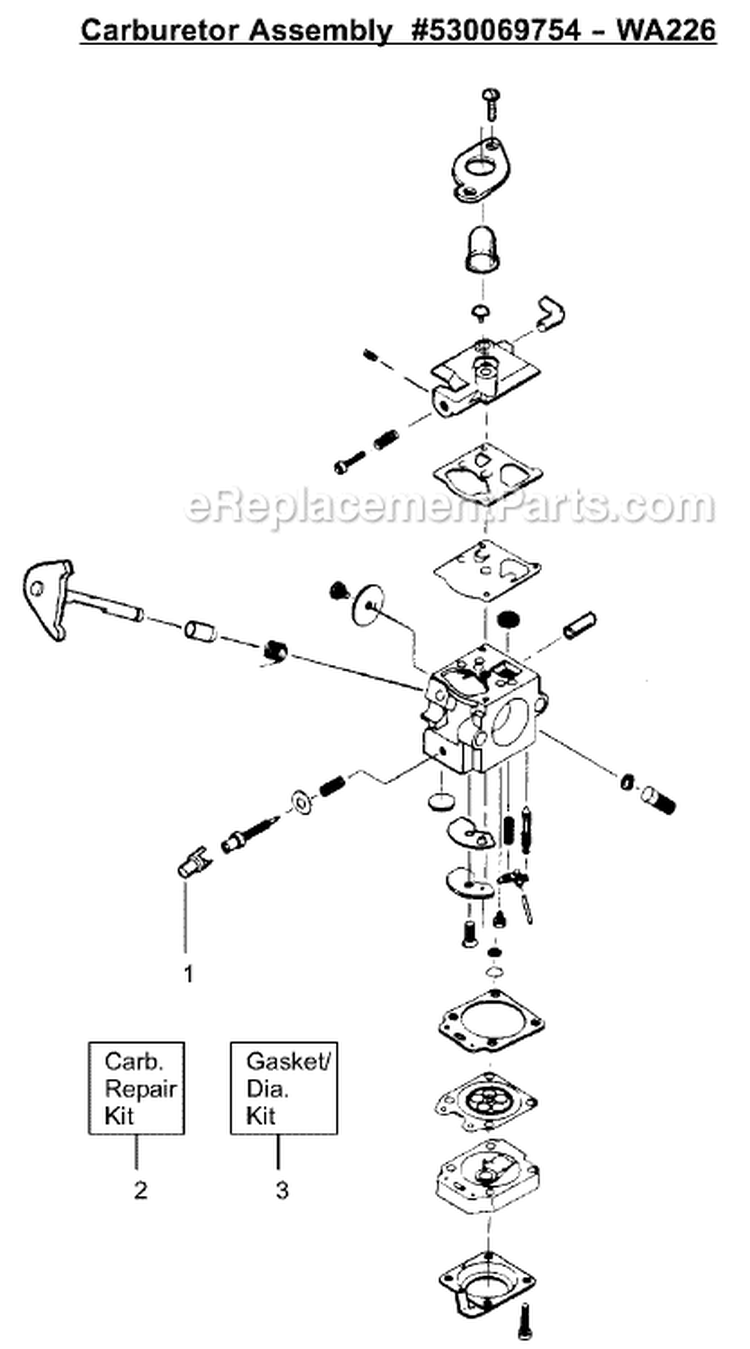 Page A Diagram and Parts List for XT300 Type 1 Weed Eater Trimmer